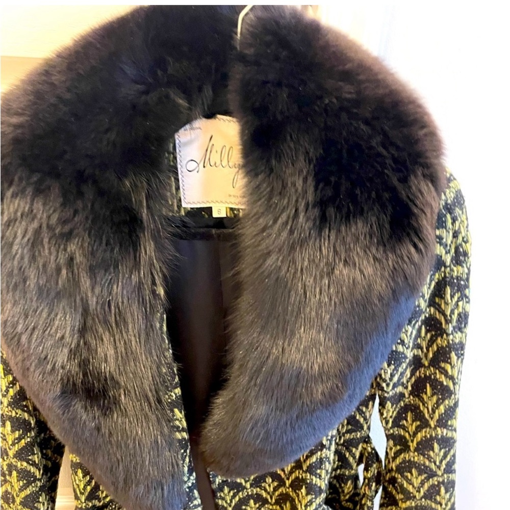 Milly Of New York fox fur collar coat